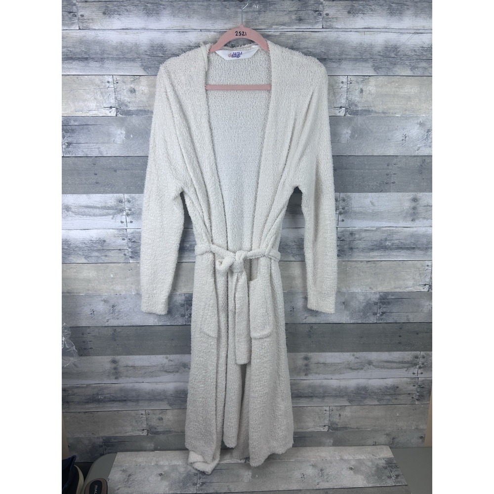 Wild Sage Women's L/XL Ivory Belted Robe With Pockets